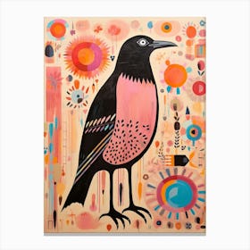 Pink Scandi Crow 1 Canvas Print