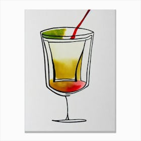 MCocktail Poster artini Minimal Line Drawing With Watercolour Cocktail Poster Canvas Print