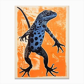 Lizard, Woodblock Animal Drawing 3 Canvas Print