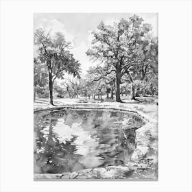 Hamilton Pool Preserve Austin Texas Black And White Watercolour 1 Canvas Print