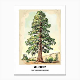 Alder Tree Storybook Illustration 1 Poster Canvas Print