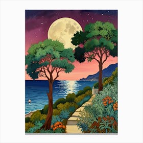 William Morris Full Moon Over The Sea Canvas Print