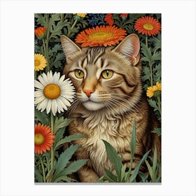 William Morris Cat In Flowers 5 Canvas Print