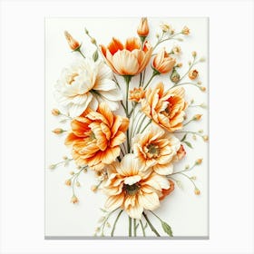 Bouquet Of Orange And White Flowers Canvas Print