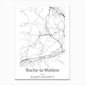 Roche La Moliere,France Minimalist Map Canvas Print