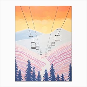 Heavenly Mountain   California:Nevada, Usa, Ski Resort Pastel Colours Illustration 0 Canvas Print