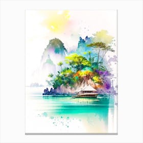 Ko Lipe Thailand Watercolour Pastel Tropical Destination Canvas Print