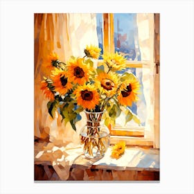 Sunflowers by the Windowsill Canvas Print
