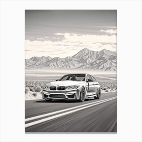 Bmw M3 Open Road Line Drawing 3 Canvas Print