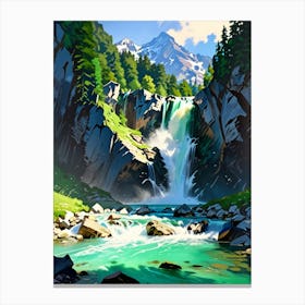 Waterfall In The Mountains 5 Canvas Print