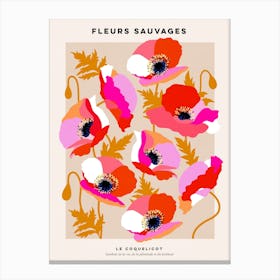 Wild Flowers Poppies in French Canvas Print