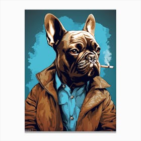 French Bulldog Smoking 1 Canvas Print