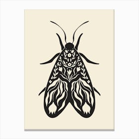 Folk Art Moth 02 - Ink Canvas Print