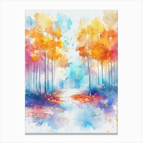 Watercolor Of Autumn Trees Canvas Print