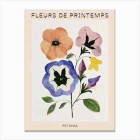 Spring Floral French Poster  Petunia 3 Canvas Print