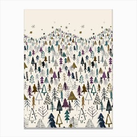 Night Tree Forest Purple Canvas Print