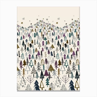 Night Tree Forest Purple Canvas Print