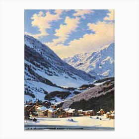 Andermatt, Switzerland Ski Resort Vintage Landscape 2 Skiing Poster Canvas Print