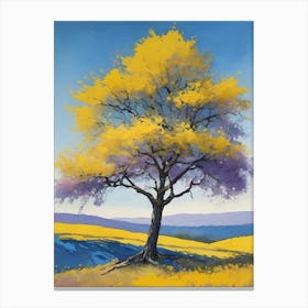 Painting Of A Tree, Yellow, Purple (11) Canvas Print