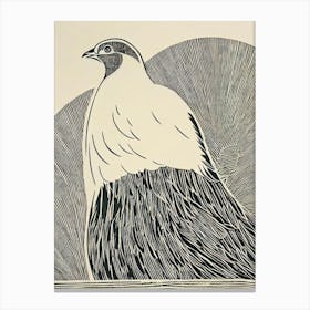 Partridge 3 Linocut Bird Canvas Print