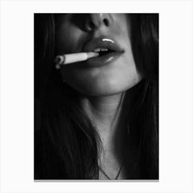 Woman Smoking Black And White Canvas Print