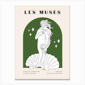 Les Muses Print Green Canvas Print