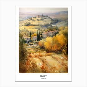 Umbria, Italy 4 Watercolor Travel Poster Canvas Print