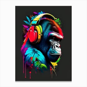Gorilla With Headphones Gorillas Tattoo 1 Canvas Print
