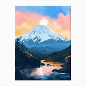 Mount Fuji Japan 5 Retro Illustration Canvas Print