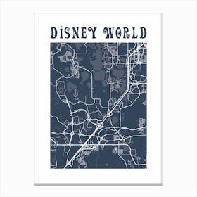 Disney World Florida Map Print 1 Canvas Print