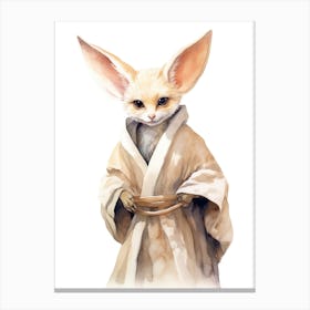 Baby Fennec Fox As A Jedi Watercolour 3 Canvas Print