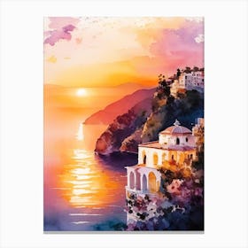 The Amalfi Coast Watercolour Canvas Print