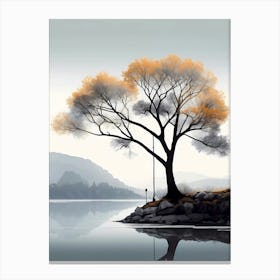 Tree By The Lake 1 Canvas Print