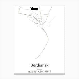 Berdiansk,Ukraine Minimalist Map Canvas Print