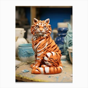 Tiger Illustration Sculpting Watercolour 4 Canvas Print