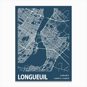 Longueuil Blueprint City Map 1 Canvas Print