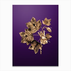Gold Botanical Tulip Tree on Royal Purple n.2312 Canvas Print