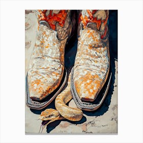 Cowboy Boots And Snake Canvas Print