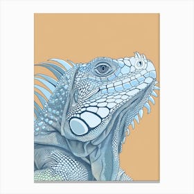 Pastel Blue Mexican Spiny Tailed Iguana Abstract Modern Illustration 1 Canvas Print