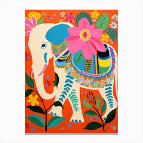 Maximalist Animal Painting Elephant 4 Canvas Print