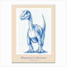 Plateosaurus Dinosaur Blue Print Sketch 1 Poster Canvas Print