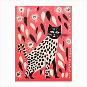 Black Cat With Flowers 7 Canvas Print