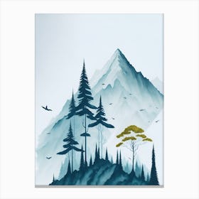 Mountain And Forest In Minimalist Watercolor Vertical Composition 355 Canvas Print