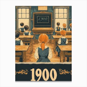 Aihrgdesign A Retro Poster Of A 1900 Classroom Featuring Wood 9db22f9e 0058 44d2 81a8 Fa02d9e99f2c 2 Canvas Print