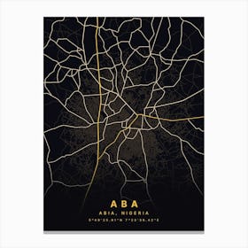 Aba Abia Nigeria Black And Gold Map Canvas Print