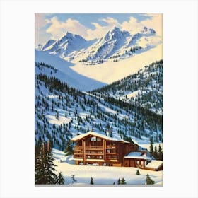 Pas De La Casa, Andorra Ski Resort Vintage Landscape 1 Skiing Poster Canvas Print