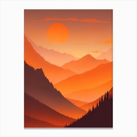 Misty Mountains Vertical Composition In Orange Tone 110 Canvas Print