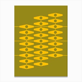 Abstract Eyes In Warm Yellow And Light Olive Canvas Print