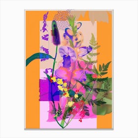 Aconitum 4 Neon Flower Collage Canvas Print