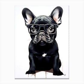 French Bulldog With Glasses Canvas Print